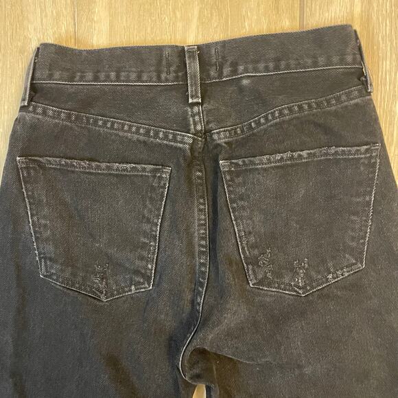 AGOLDE Cherie Jeans Women 24 Black Distressed High Rise Straight Leg USA - Picture 12 of 14